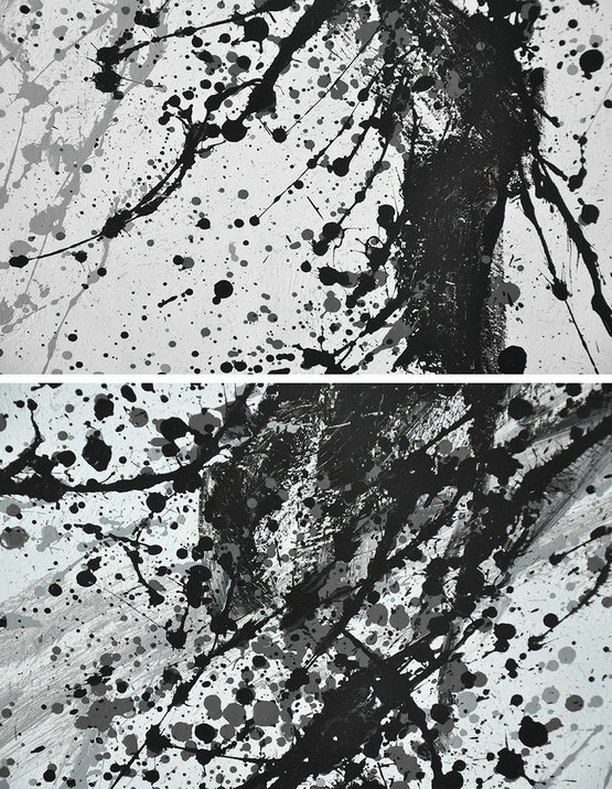 Large Abstract Painting Canvas Art,Minimalist Drip Painting On Canvas, Black, White, Grey - Abstract Art Decor,Contemporary Painting